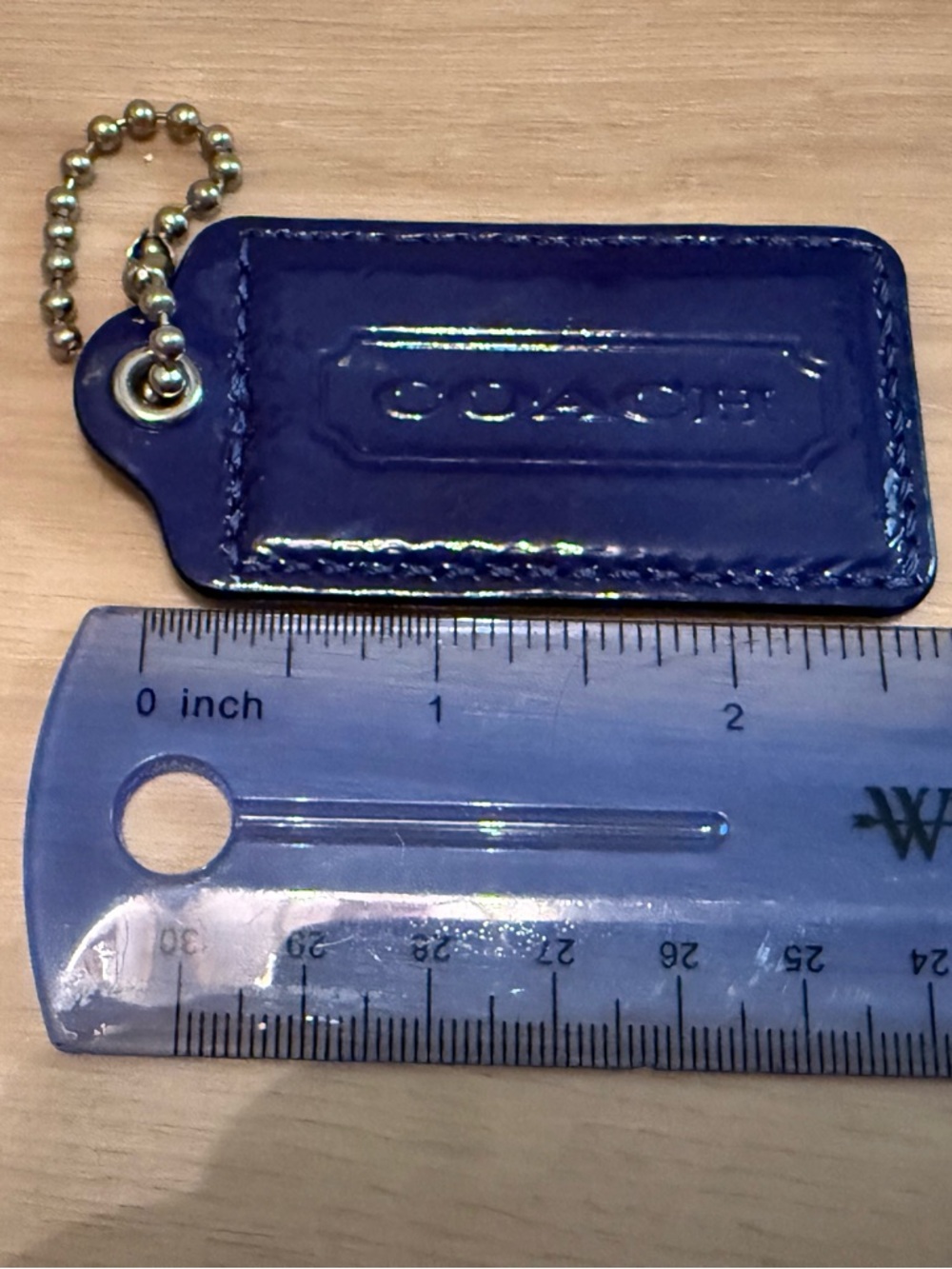 Coach Patent Leather Bag Charm Keychain in Deep Blue - Picture 3 of 4